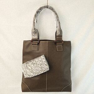 Estee Lauder Brown Long Tote with matching cosmetic bag set NEW